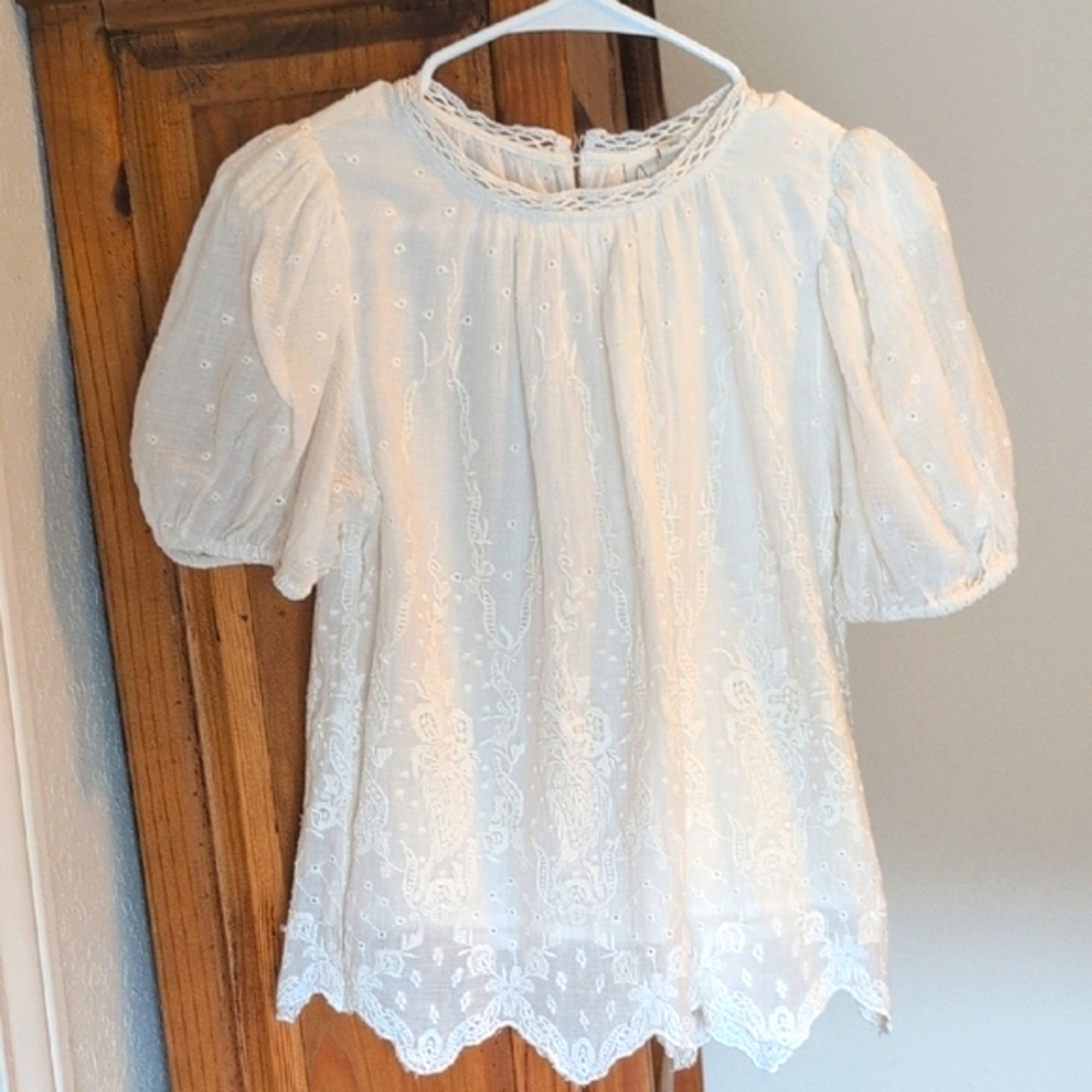 Joie Elegant White Embroidered Women's Top